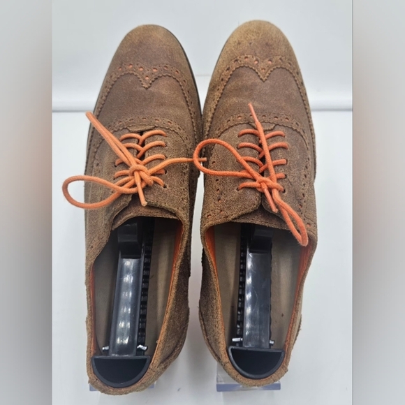 Cole Haan Alisa LunarGrand Wingtip Oxford Brown Suede Orange Sole  Size 6.5 B - Picture 2 of 8